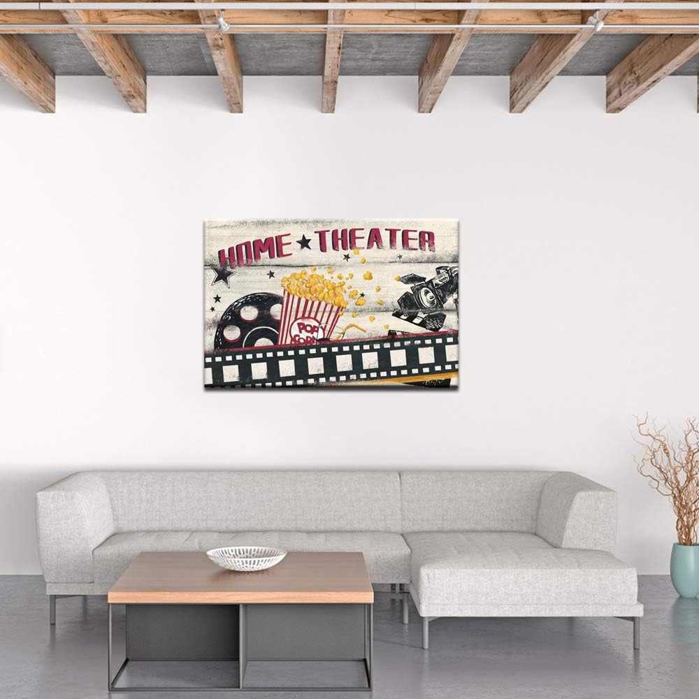 Vintage Canvas Wall Art Cinema Film Reels Popcorn Poster Print on Canvas R31261