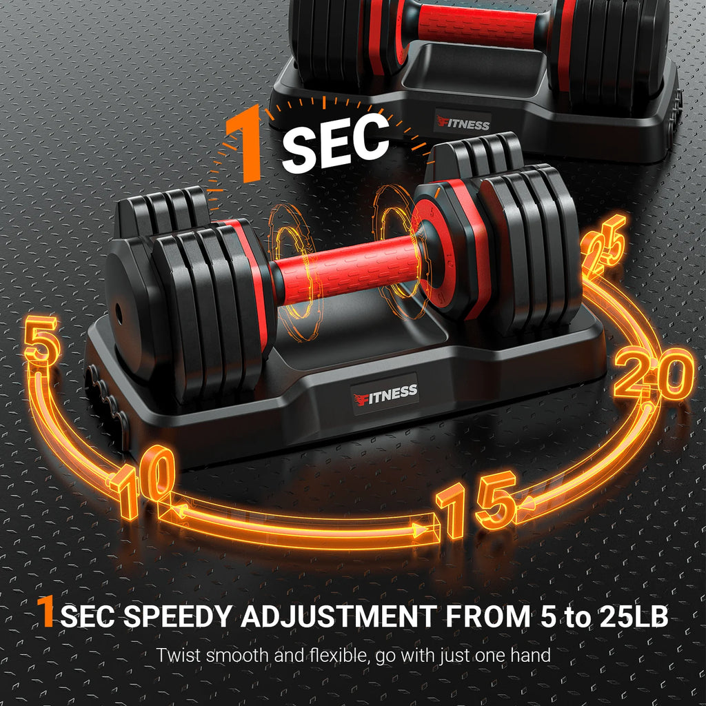 5 in 1 Adjustable Dumbbell Set with Rack B3093
