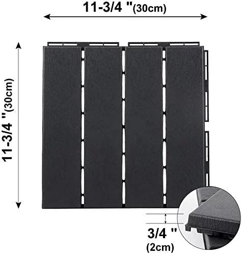 12 x 12 inches Composite Interlocking Decking Tile, 27 Pieces Dark Grey N7789