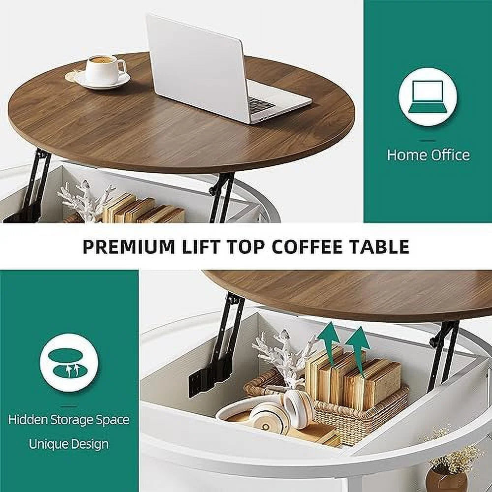 Round Lift Top Coffee Table Grey Y16456