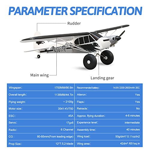 1700MM Piper PA-18 Super CUB Remote Control Airplane PNP J463