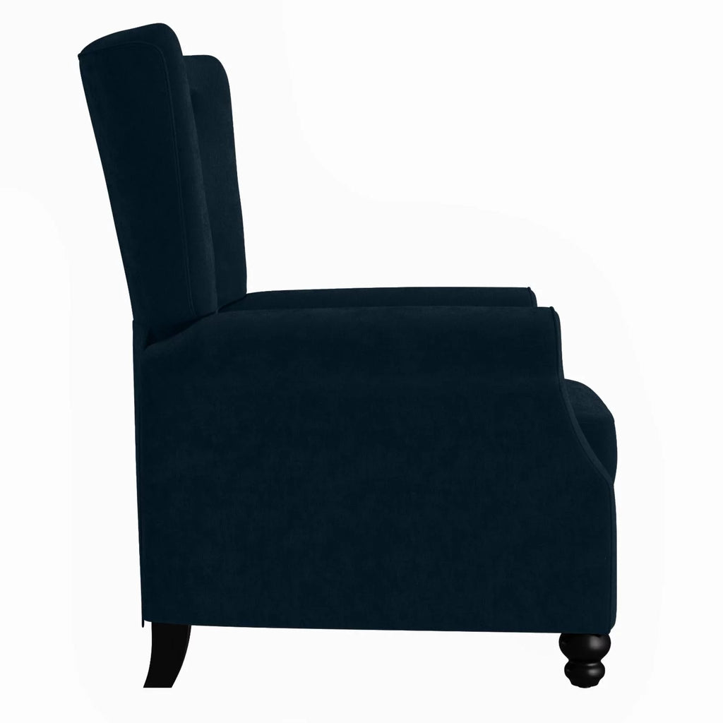Navy Blue Velvet Push Back Recliner H3961