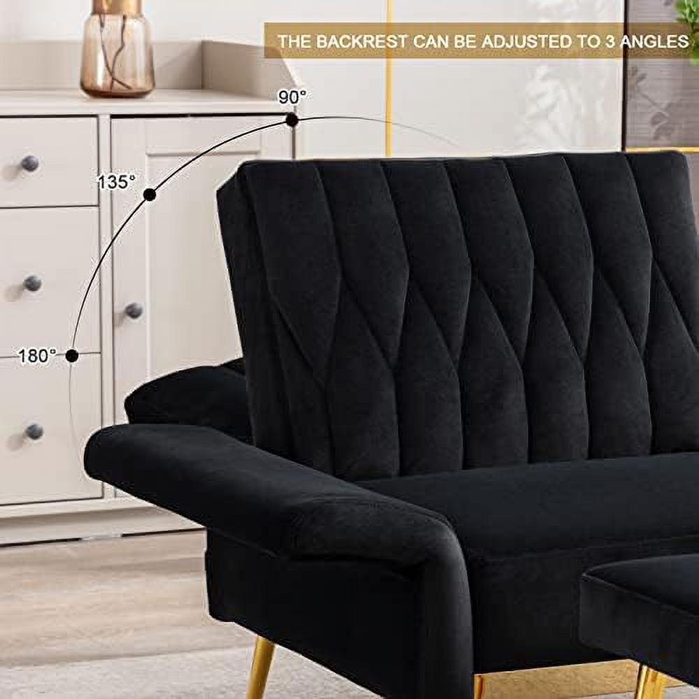 Black Velvet Single Sofa Chair with Ottoman S245226