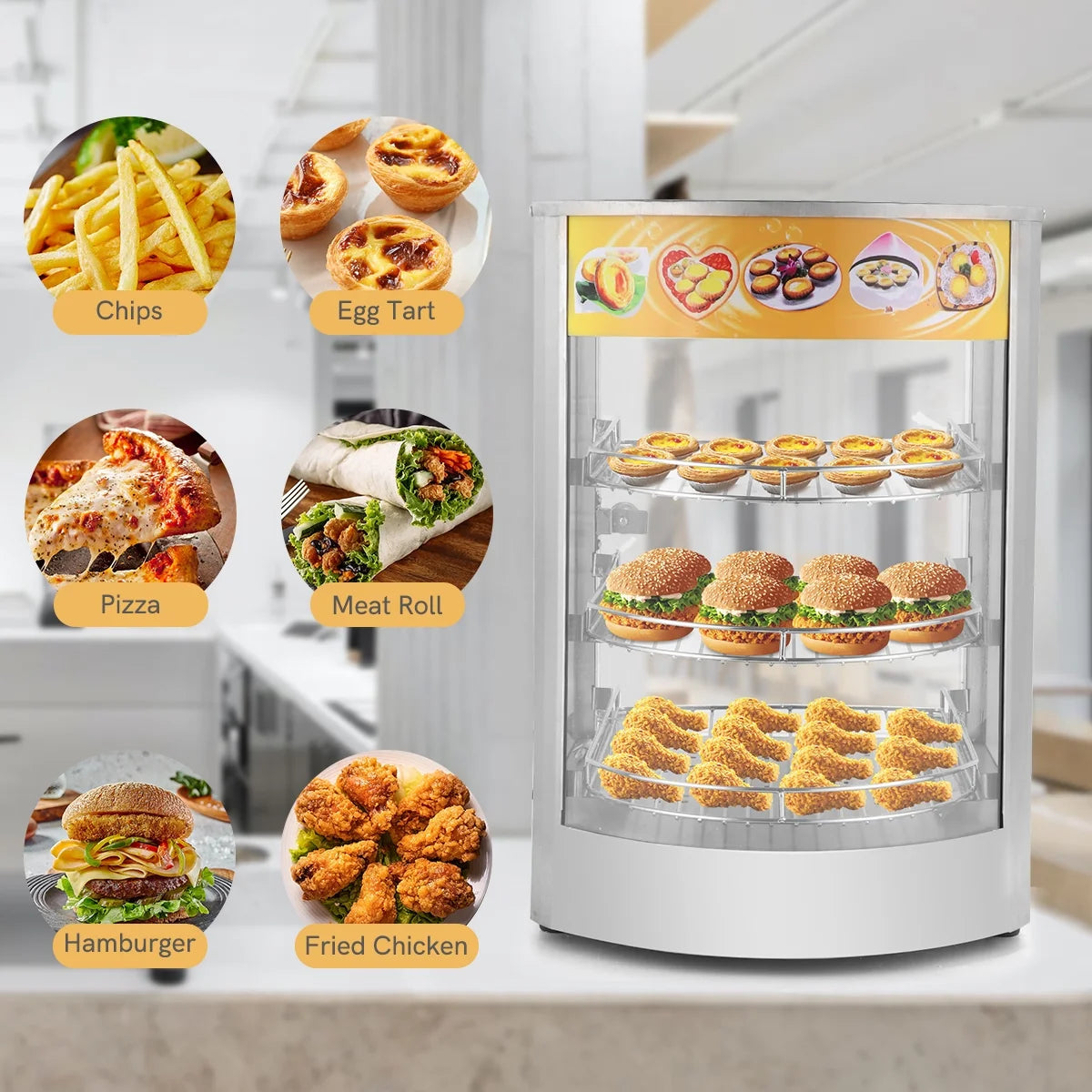 800W 3-Tier Commercial Food Warmer Display Case N26460