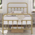 Metal Platform Bed Frame with Victorian Style Headboard Twin XL Size Antique Gold C33290