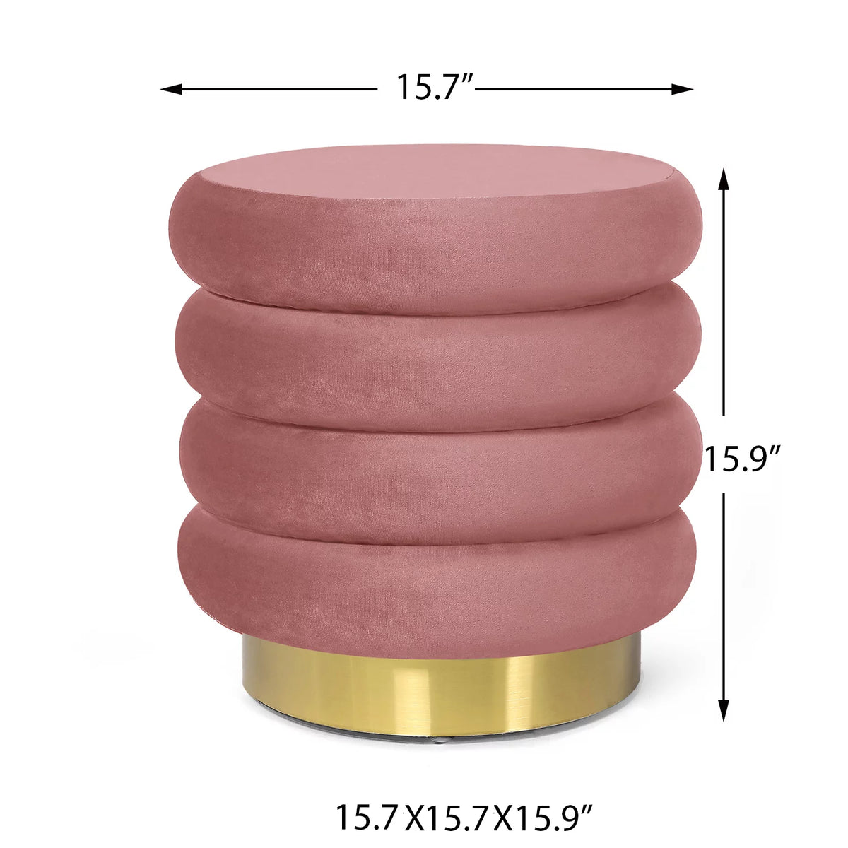 Pink Velvet Round Ottoman Stool M34711