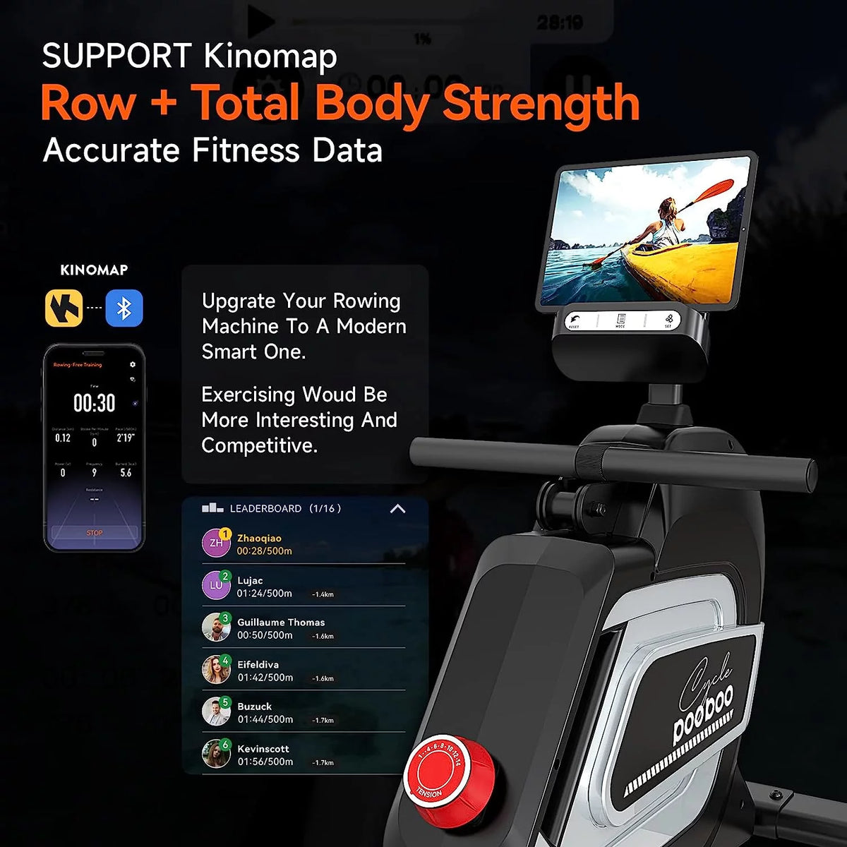 Foldable Magnetic Rowing Machine 350 LB Weight Capacity E7430
