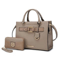 Taupe Vegan Leather Tote Bag & Wallet 2-Piece Set P514