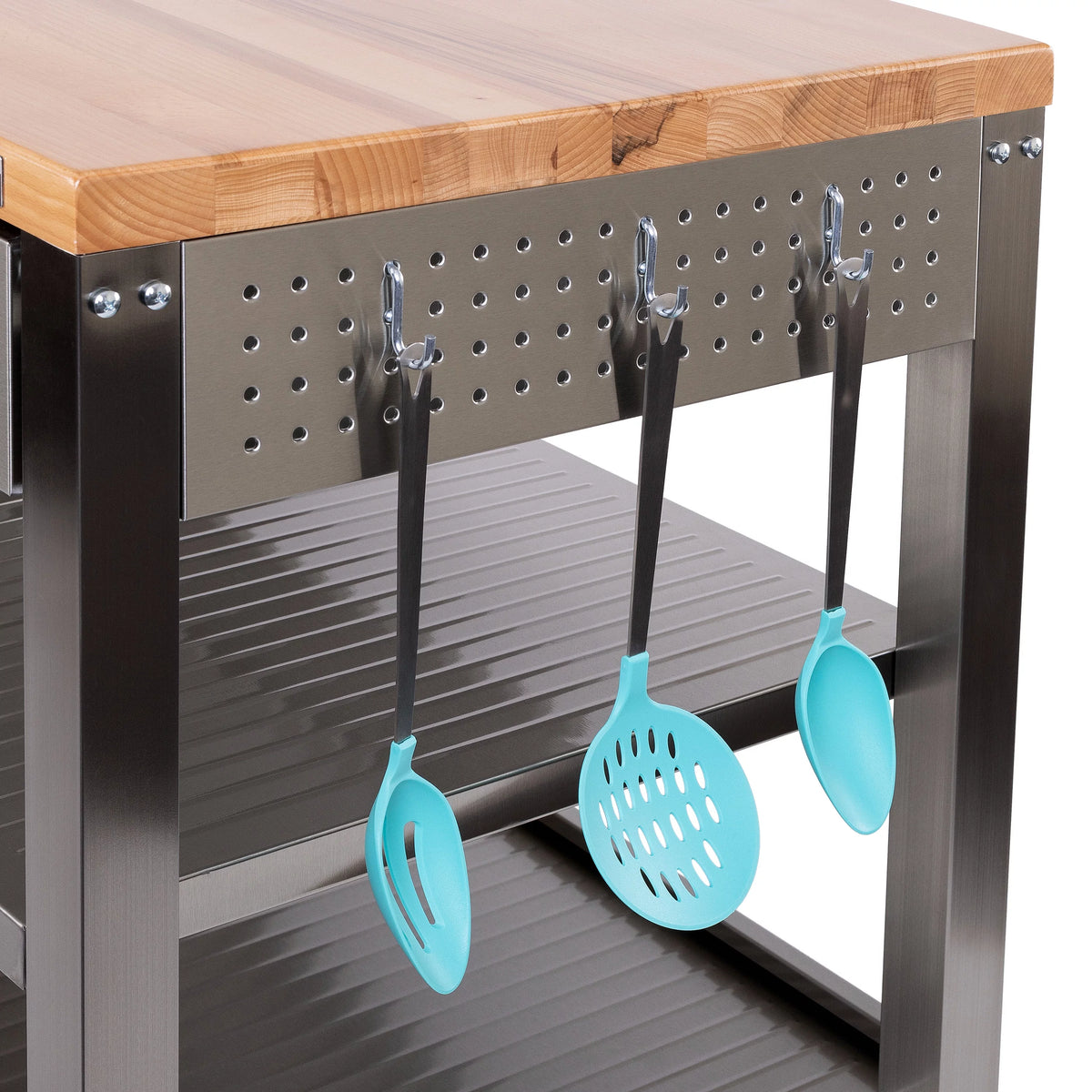 Stainless Steel Kitchen Island with Solid Wood Top G779268
