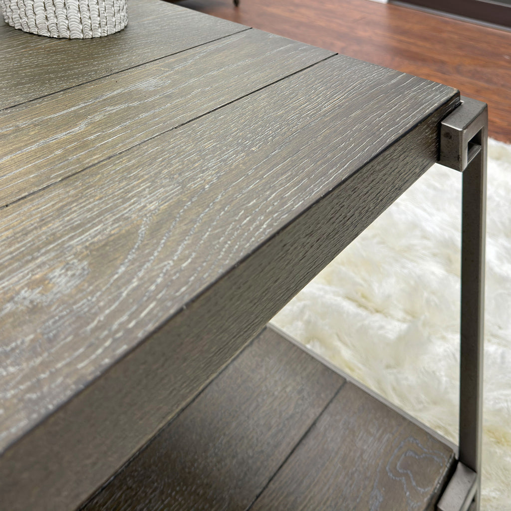Graphite Gray Wood/Metal End Table with Shelf S648