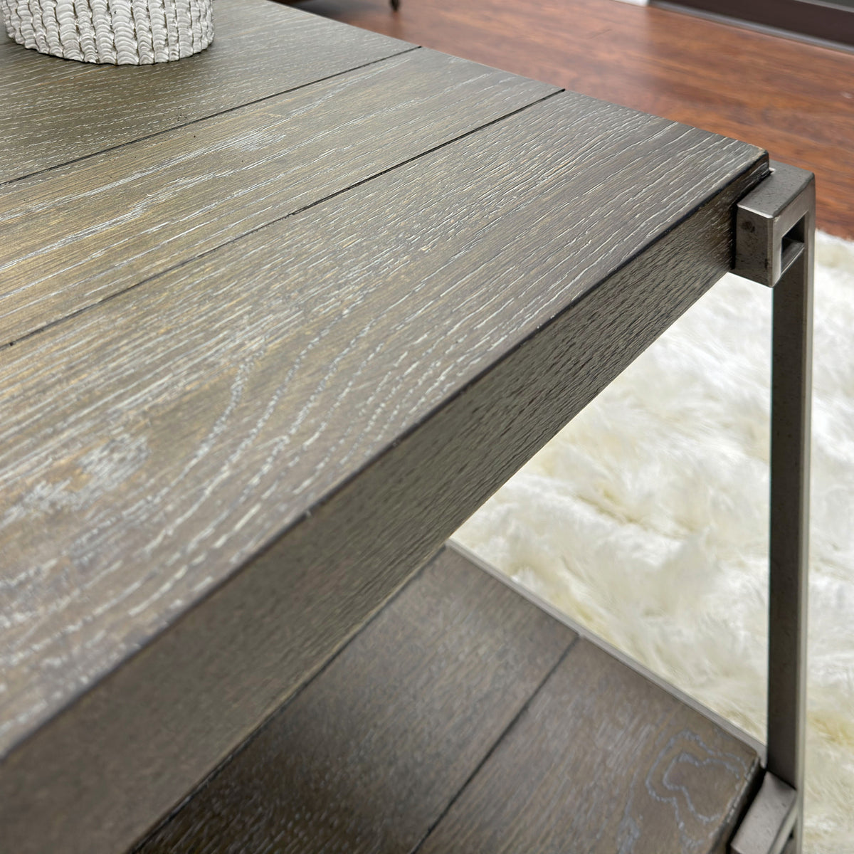 Graphite Gray Wood/Metal End Table with Shelf S648