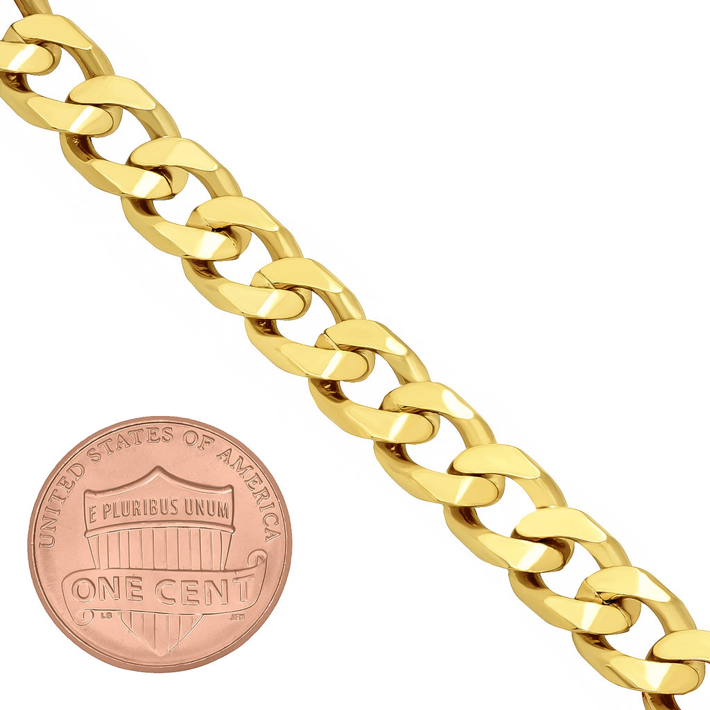 14k Yellow Gold Plated Curb Choker Chain Necklace, 20 inches Z7433