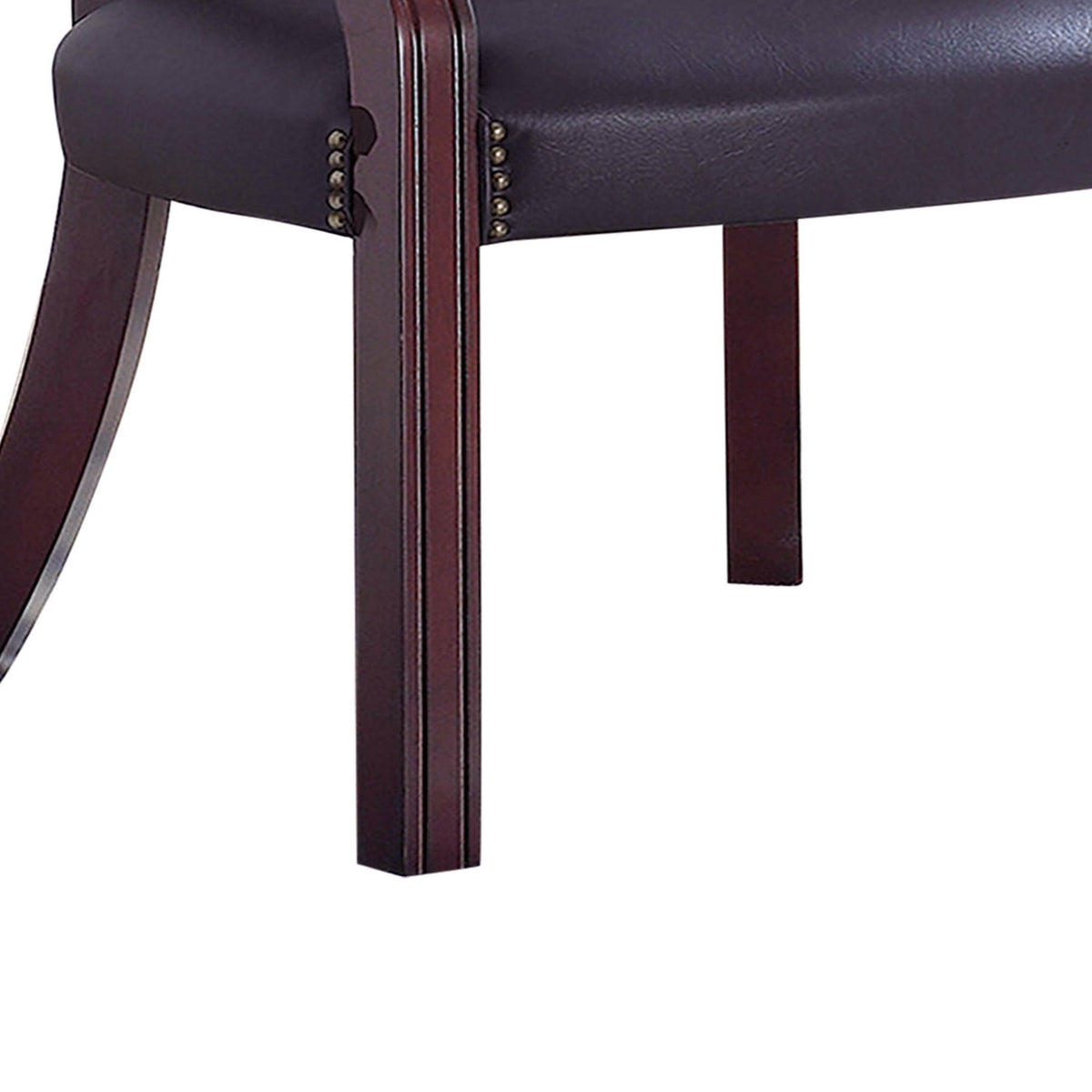 Brown Leatherette Accent Chair with Cut Out Back P3659