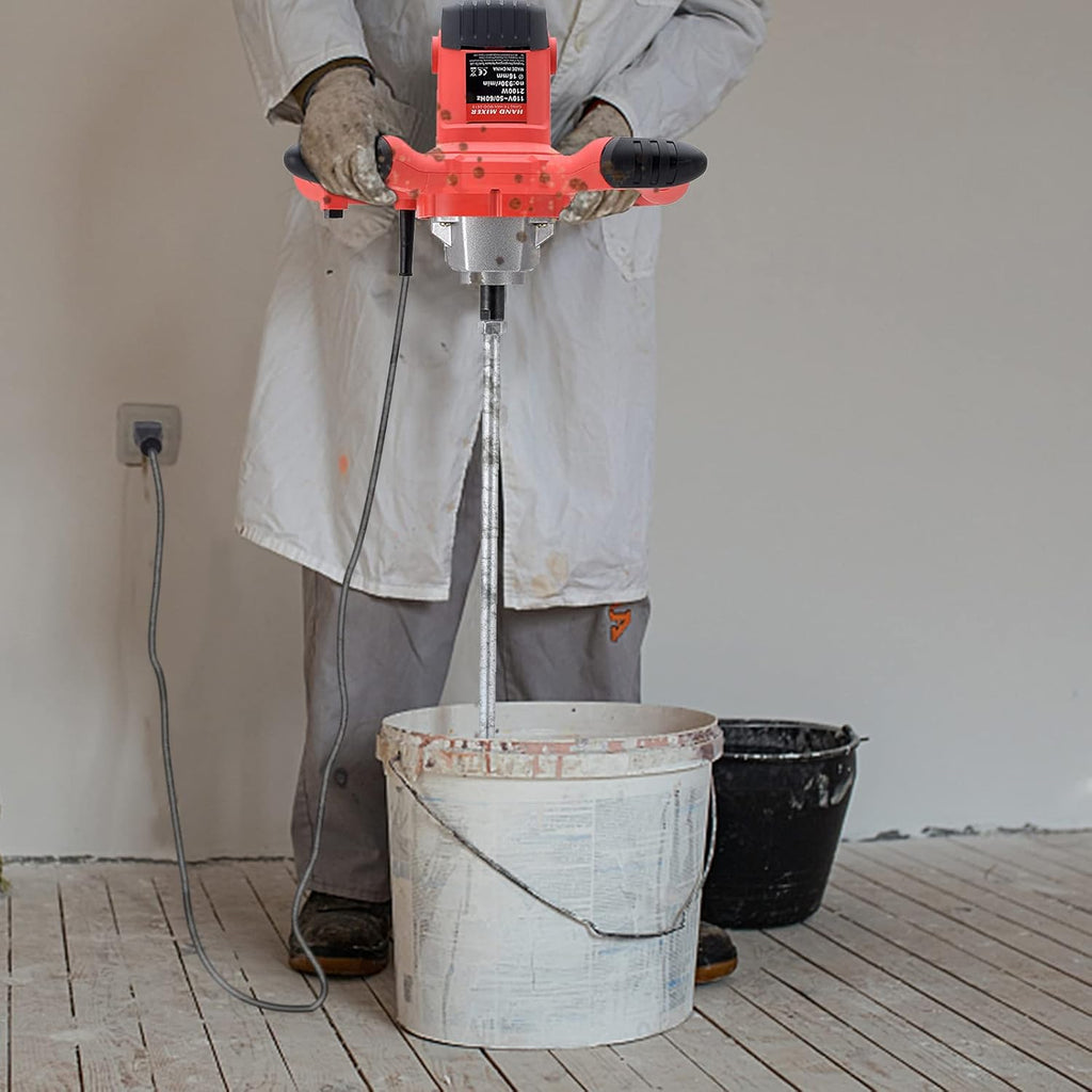 2100W Electric Handheld Concrete Mixer Drill, Cement Stirrer with Rod, 6 Speed, 110V, Pack of 2 H773