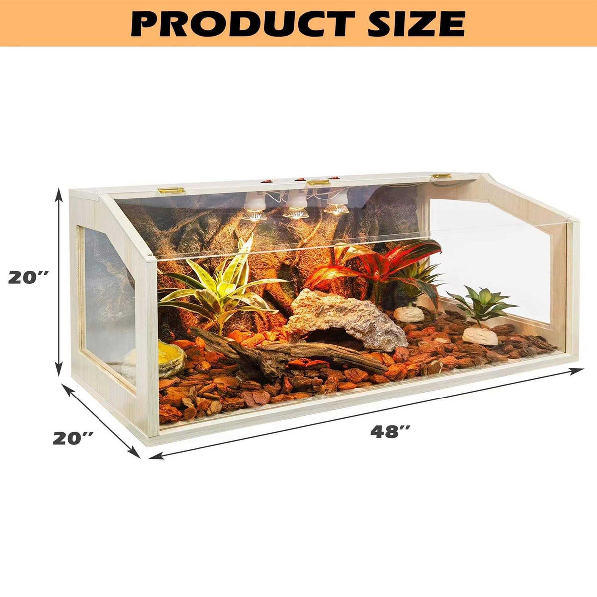 21 Gallon to 68 Gallon Reptile Terrarium Tank with Roof Door V9678