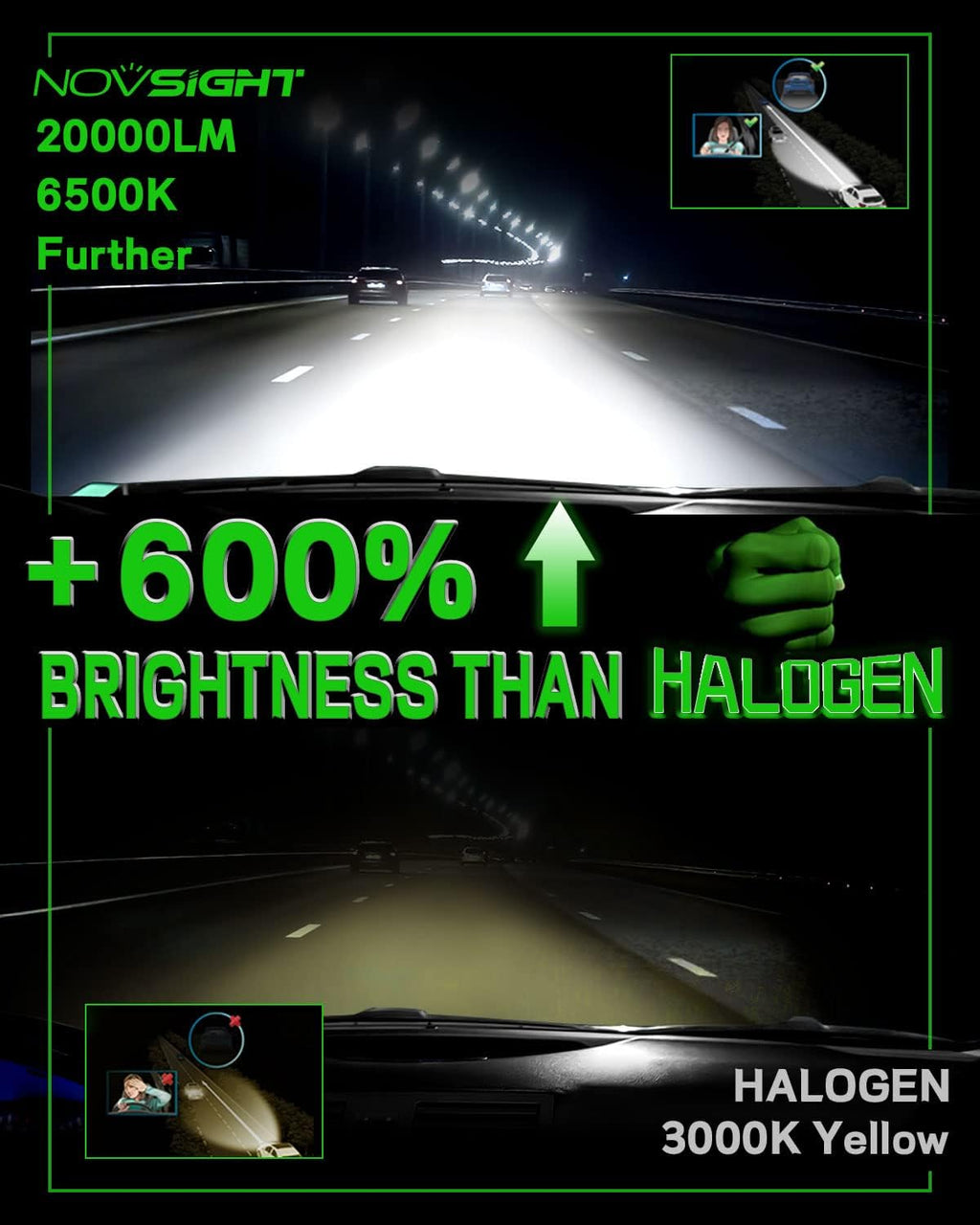 9005 9006 LED Headlight Bulbs Combo, 40000LM 200W, 6500K Cool White, Pack of 4 Z49538