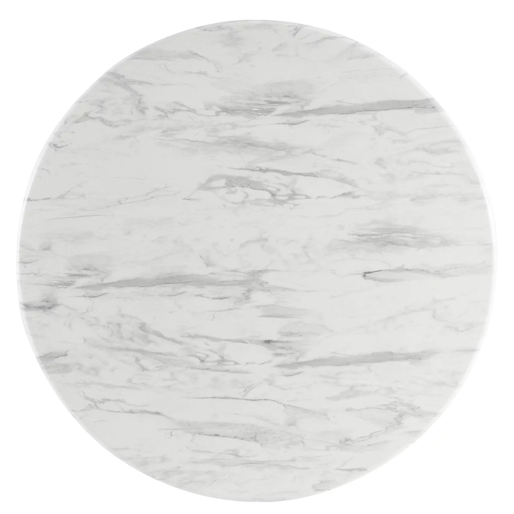 50 inch Round White Black Wood Dining Table E94938