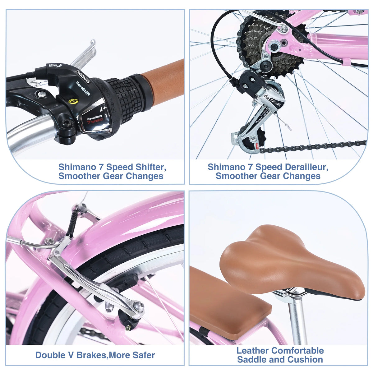 26 inch 7 Speed Pink Cruiser Bike E8536