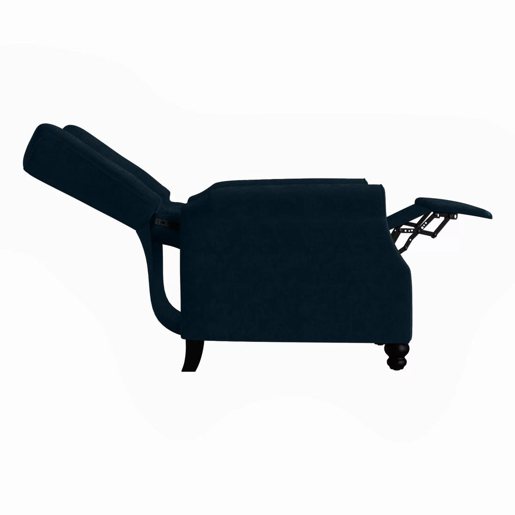 Navy Blue Velvet Push Back Recliner H3961