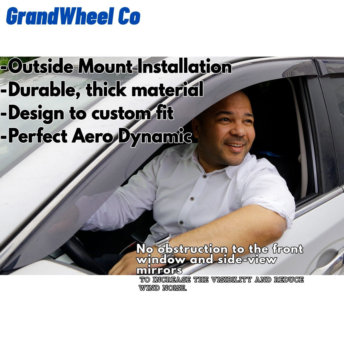 Smoke Tinted Tape-On Side Window Vent Visor Deflectors Rain Guards 4pcs B387074