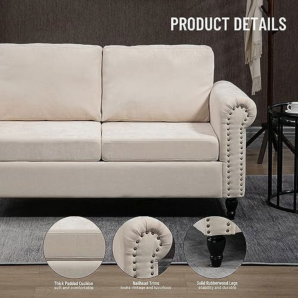 Chenille Fabric Loveseat Sofa with Solid Wood Legs Z667072