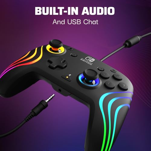 Black Wireless RGB Gaming Controller for Nintendo Switch I626485