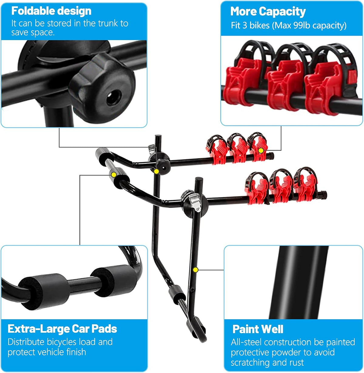 Trunk Mount 3-Bike Carrier Rack Pack of 2 T408257