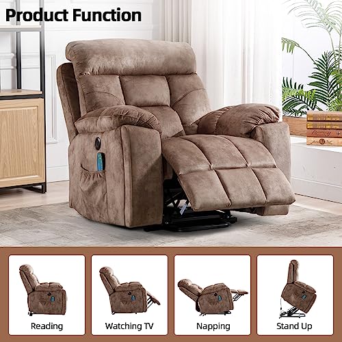 Camel Large Power Lift Recliner Chair with Massage and Heat A504