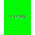 Fluorescent Green Paper Labels 4 x 1 Laser Sheets 20 Labels per Sheet 200 sheets K734