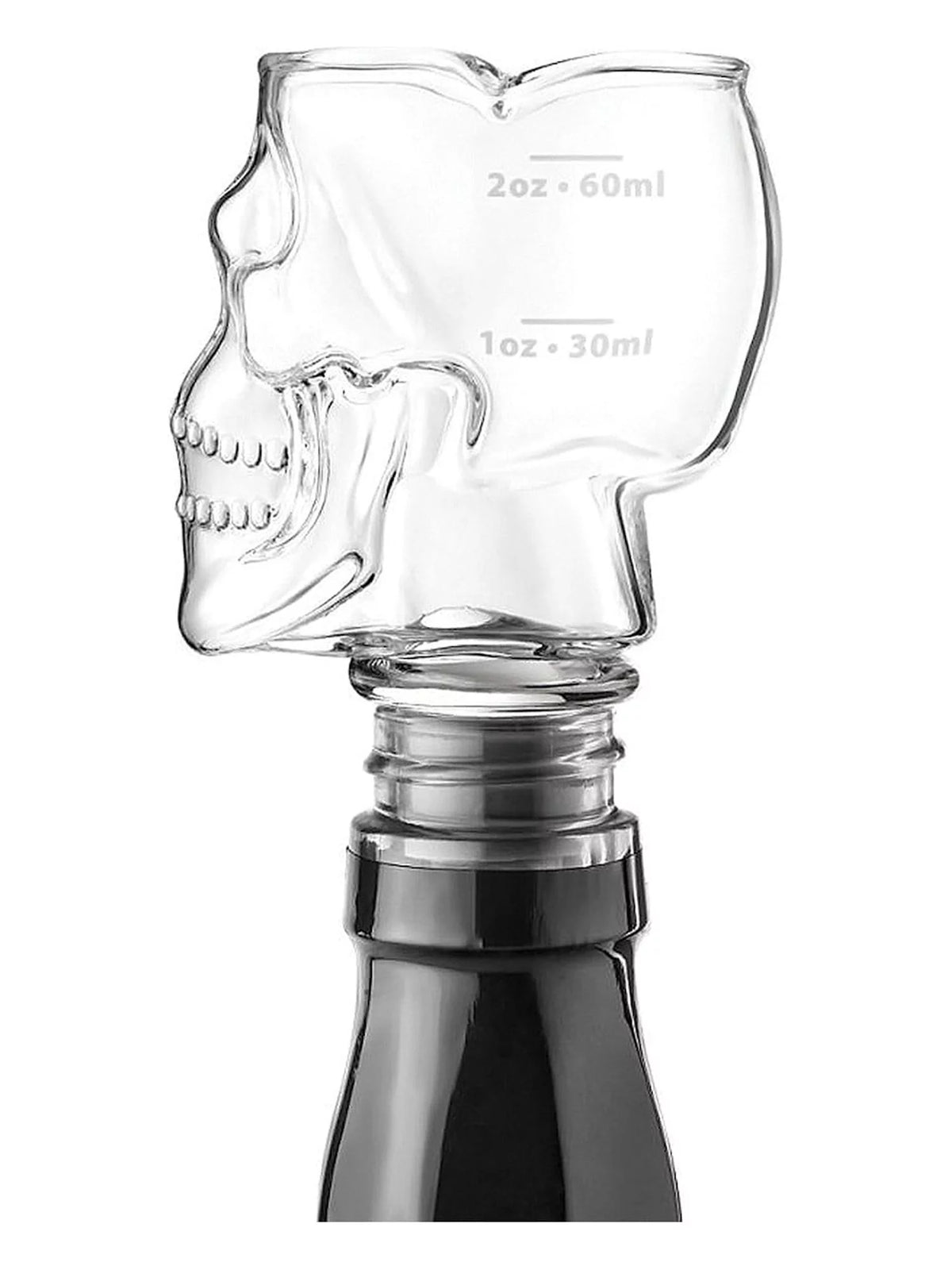 Skull Shaped Bottle Stopper Jigger Shot Glass K94040