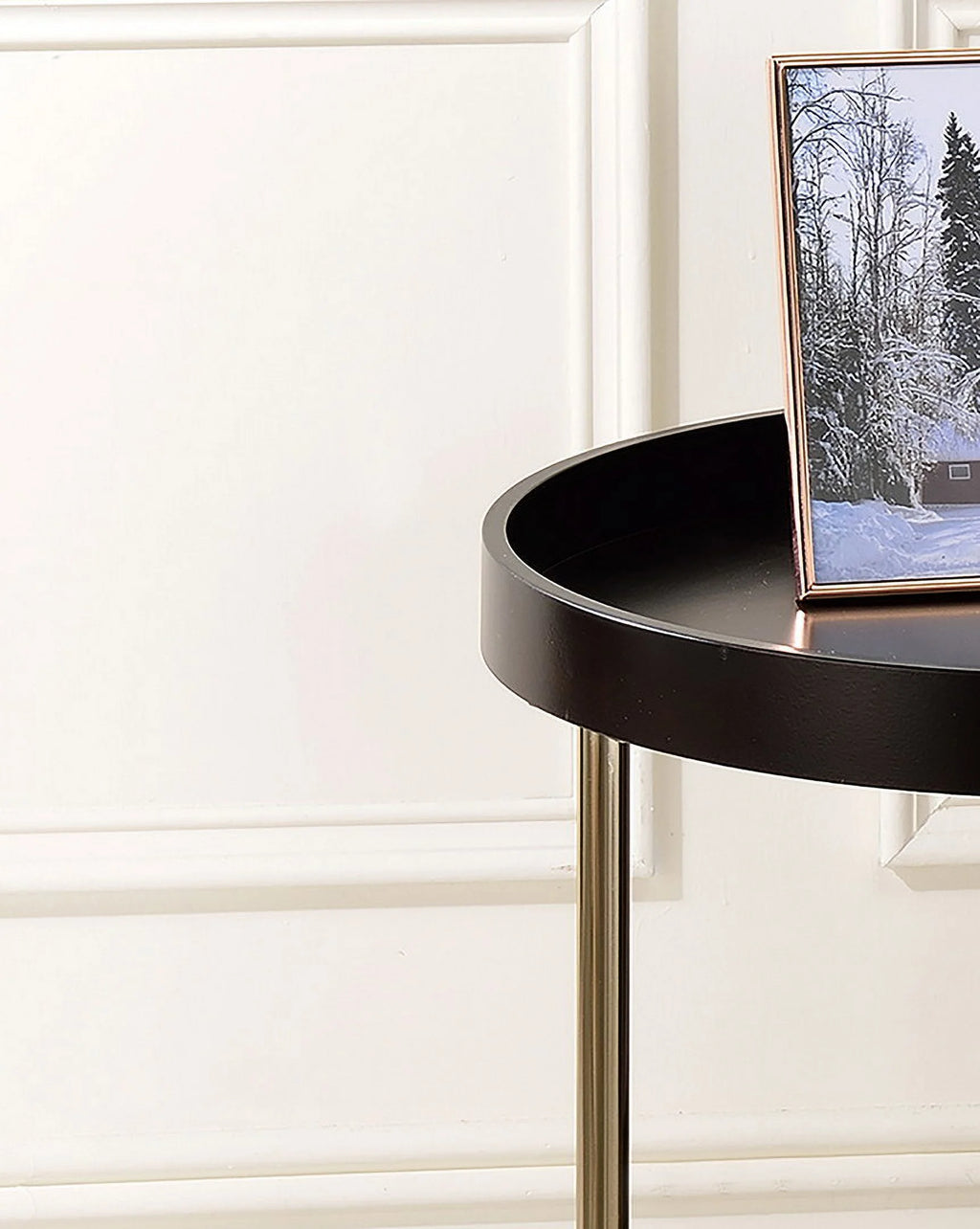 Espresso Side Table with Copper Accents X256050