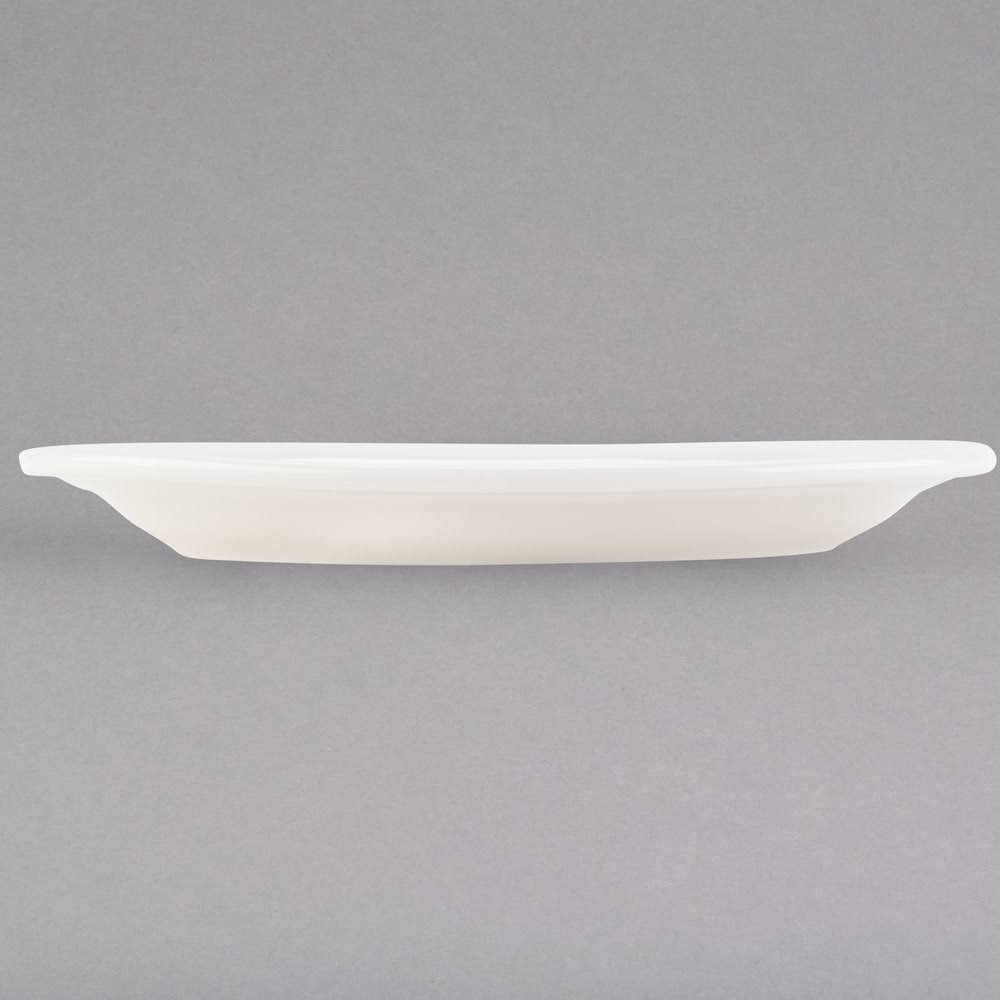American White Eggshell Wide Rim Rolled Edge Oval China Platter R350958