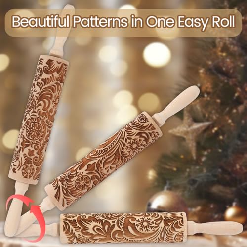 Embossed Wooden Rolling Pin A3796