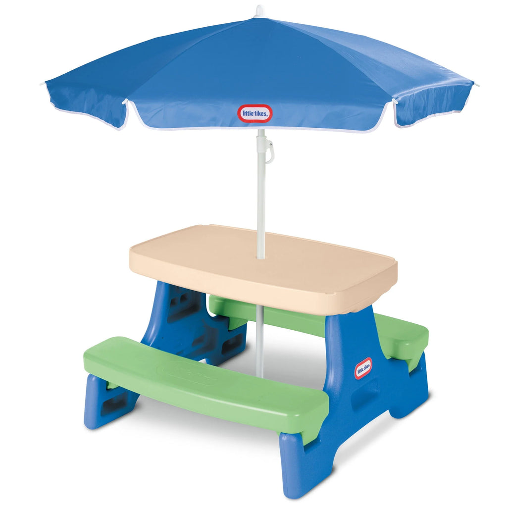 Blue Green Kids Picnic Table with Umbrella V9262