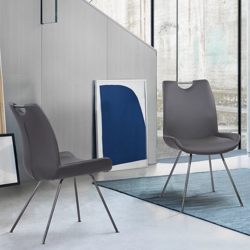 Grey Faux Leather Dining Chair Set of 2 Z5089
