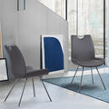 Grey Faux Leather Dining Chair Set of 2 Z5089