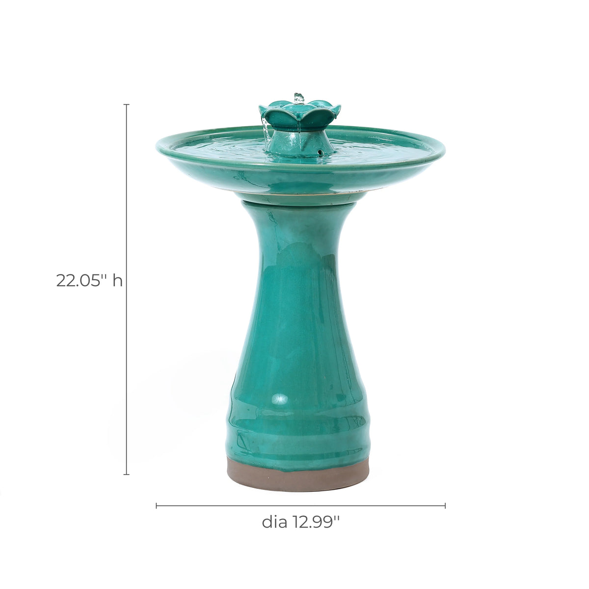 Aqua Glazed Ceramic Birdbath Fountain D2450