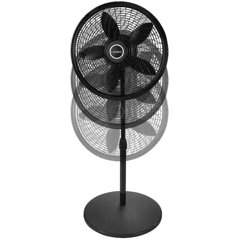 18 in. 3 Speed Oscillating Pedestal Fan with Adjustable Height in Black K1022