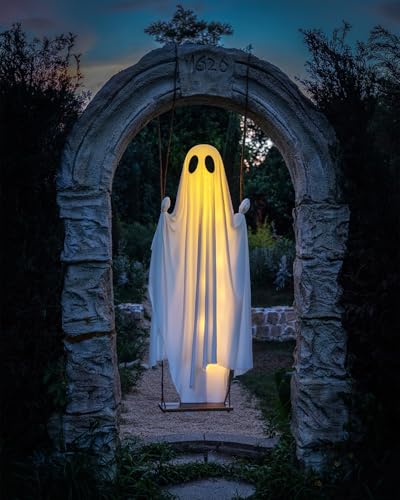 Hanging Swing Ghost Halloween Decorations with String Lights H21047