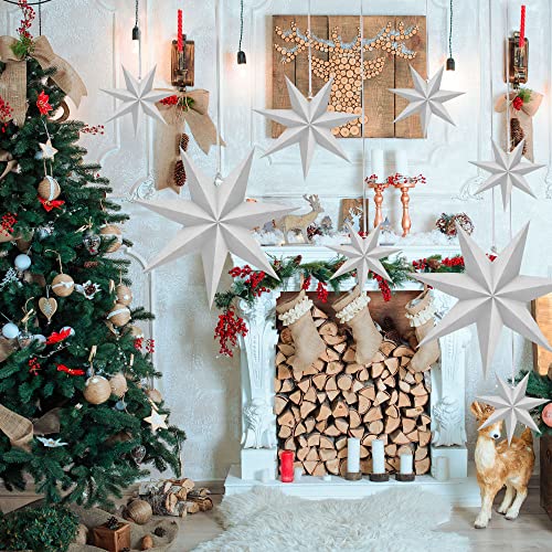 12 Pack 3D White Paper Star Lanterns Y305