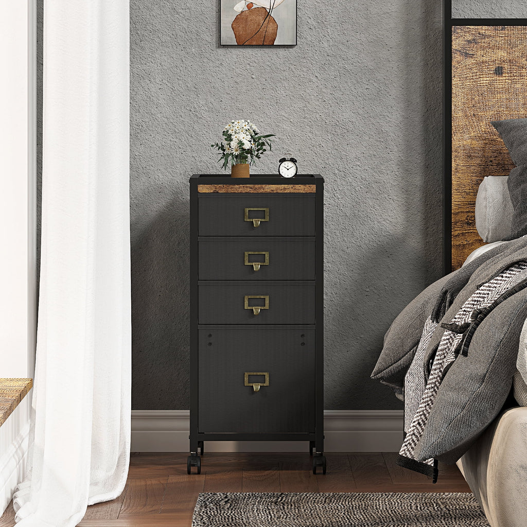 Black 4 Drawer Mobile File Cabinet A26400