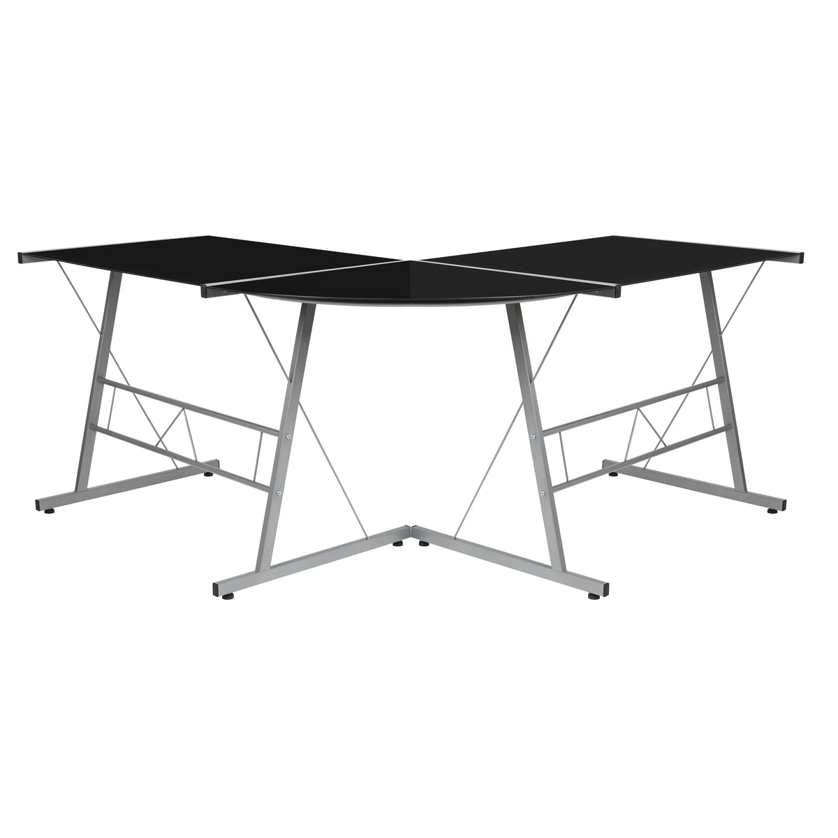 L-Shaped Gaming Desk with Black Tempered Glass Top Z49132