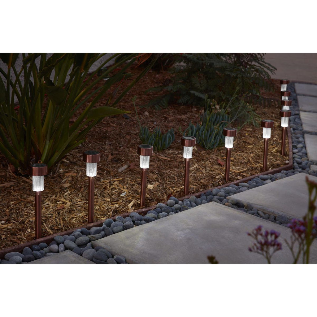 10 in. Solar LED Copper Finish Pathway Lights, 10-Pack V621