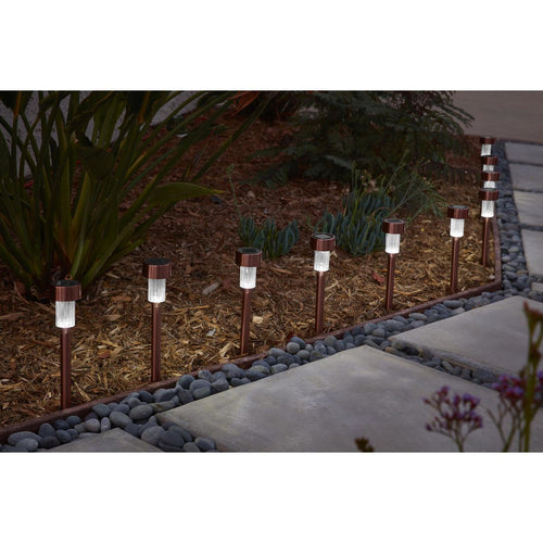 10 in. Solar LED Copper Finish Pathway Lights, 10-Pack V621