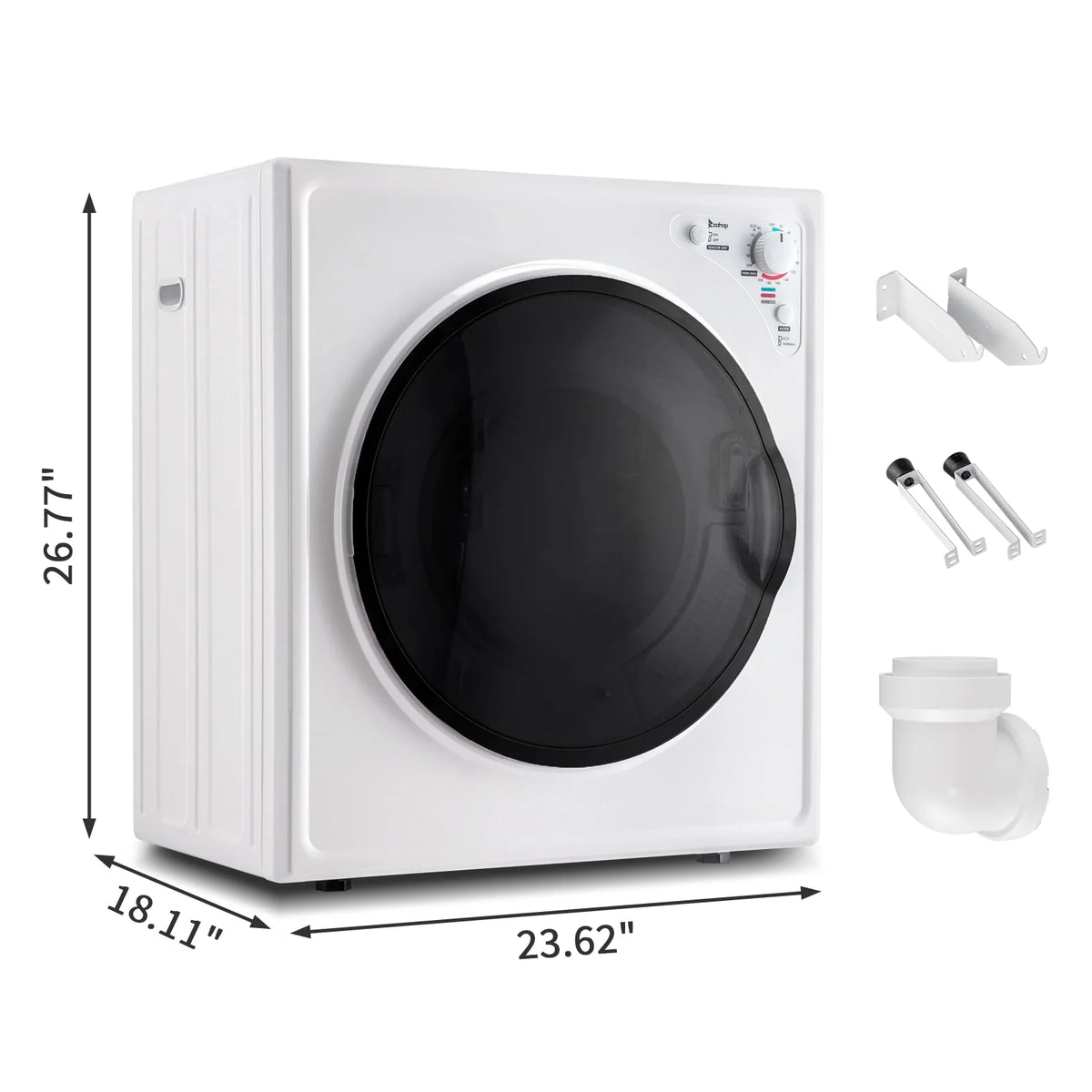 2.6CUFT Electric Compact Portable Clothes Dryer with Stainless Steel Tub, White D381361