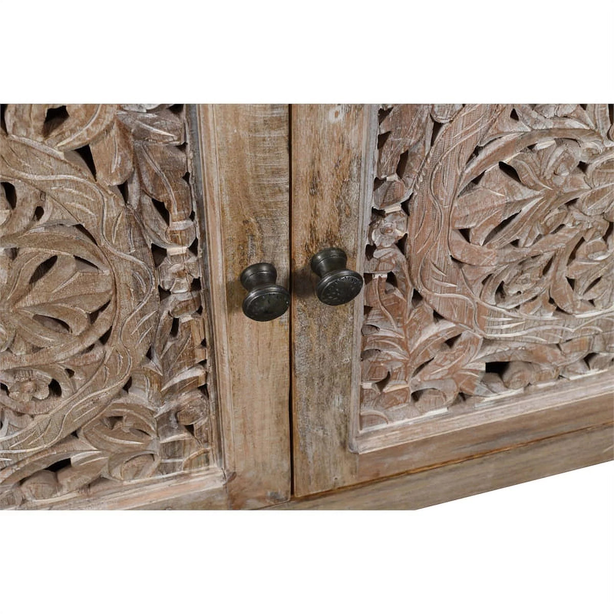 4-Door Mango Solid Wood Media Cabinet in Distressed Brown S788625