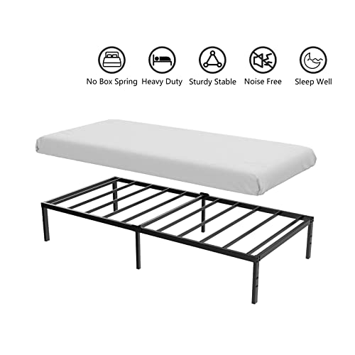 Twin Size Heavy Duty Metal Platform Bed Frame with Storage Space, 14 Inches H469