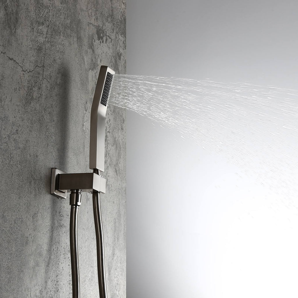 Wall Mounted Rainfall Shower Head Handheld Spray Square Shower Set L94329