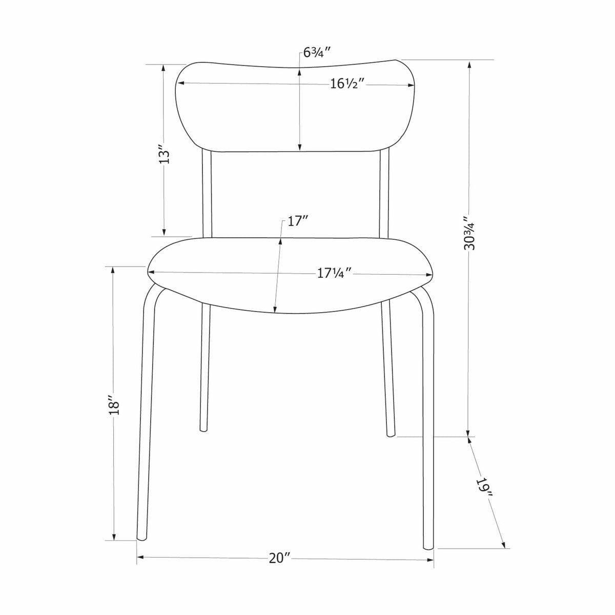 White Mid-century Glam Chair C3643