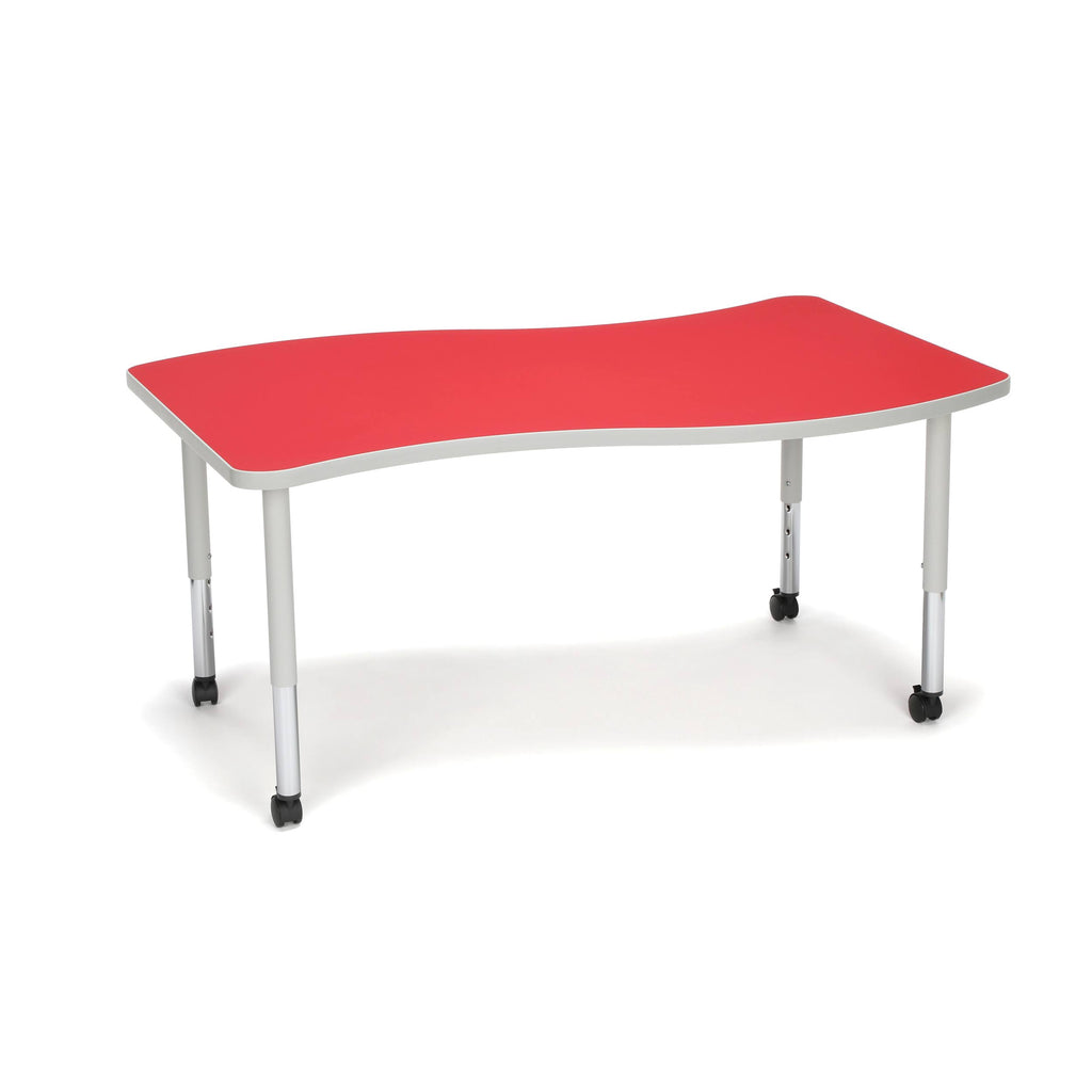 Red Adjustable Height Student Table with Casters E65695